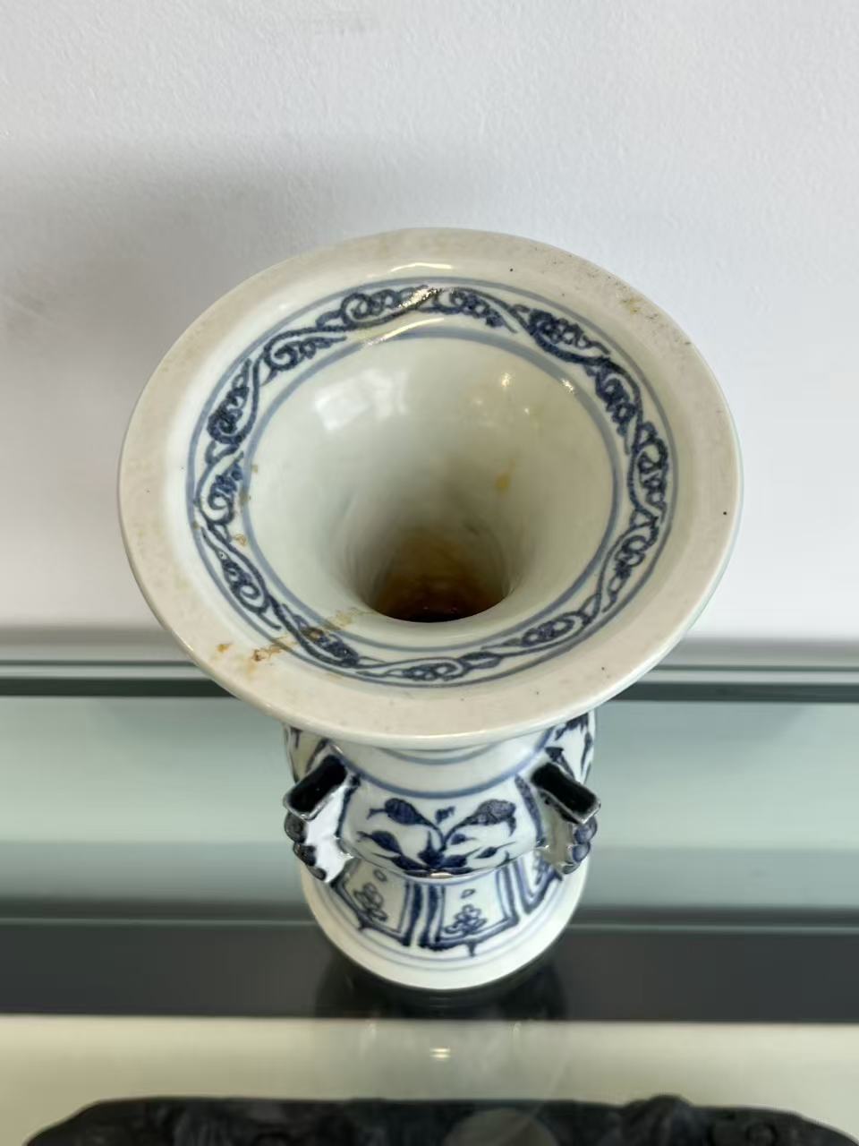 青花四耳花觚瓶
