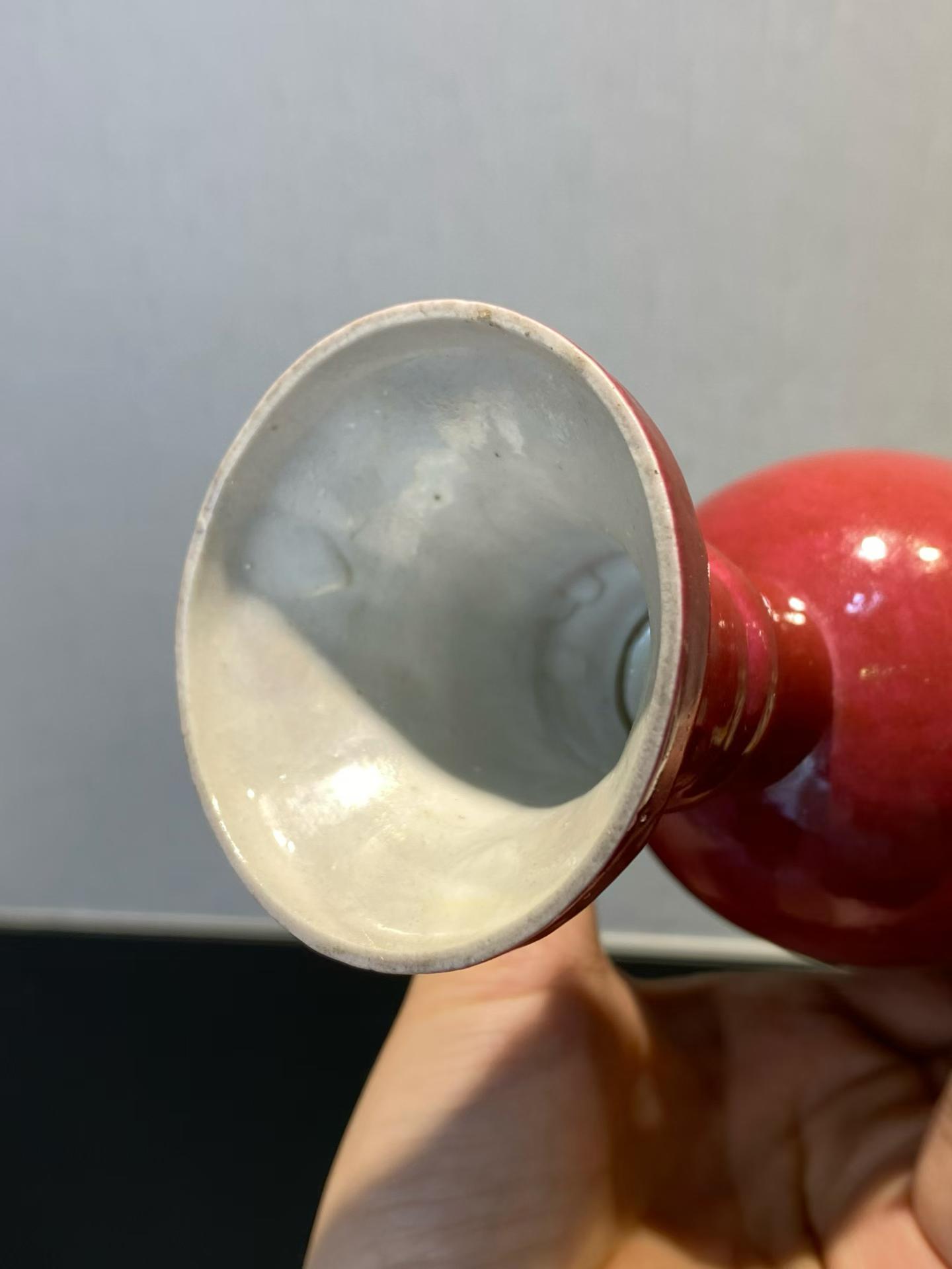 胭脂红釉高足杯