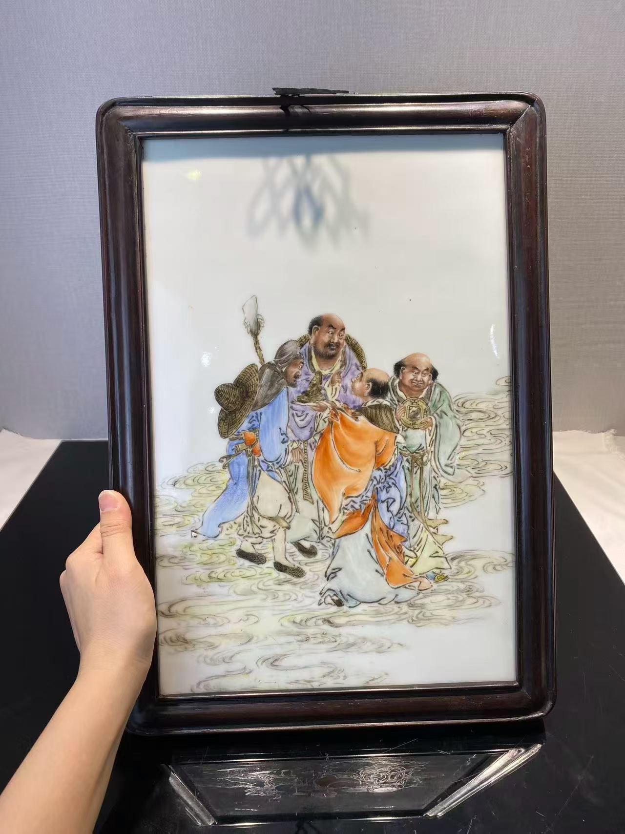 粉彩四罗汉图瓷板画