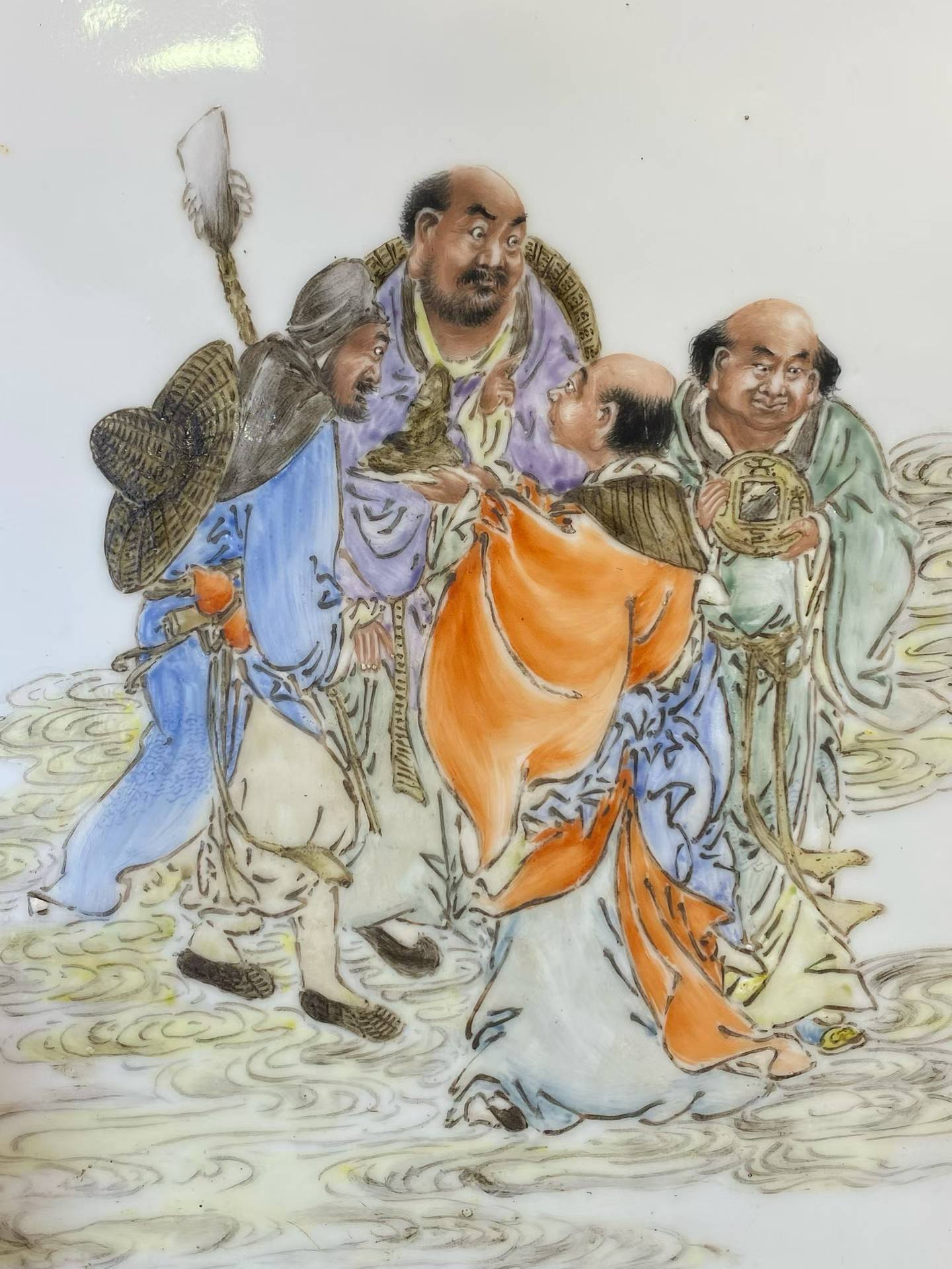 粉彩四罗汉图瓷板画