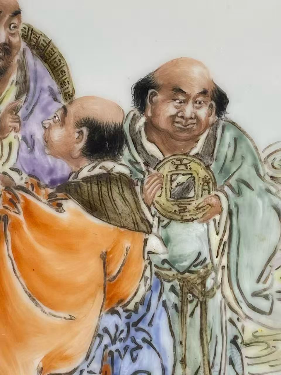 粉彩四罗汉图瓷板画
