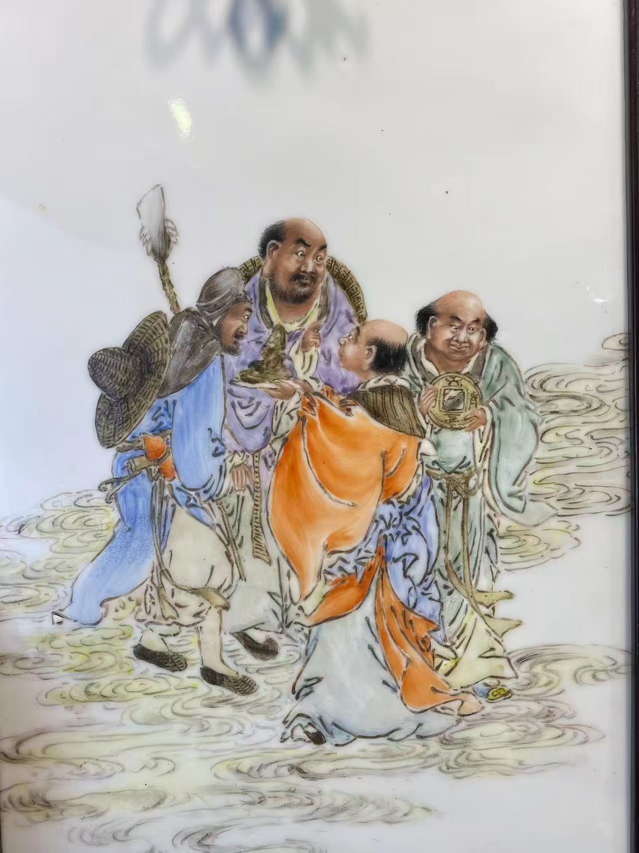 粉彩四罗汉图瓷板画