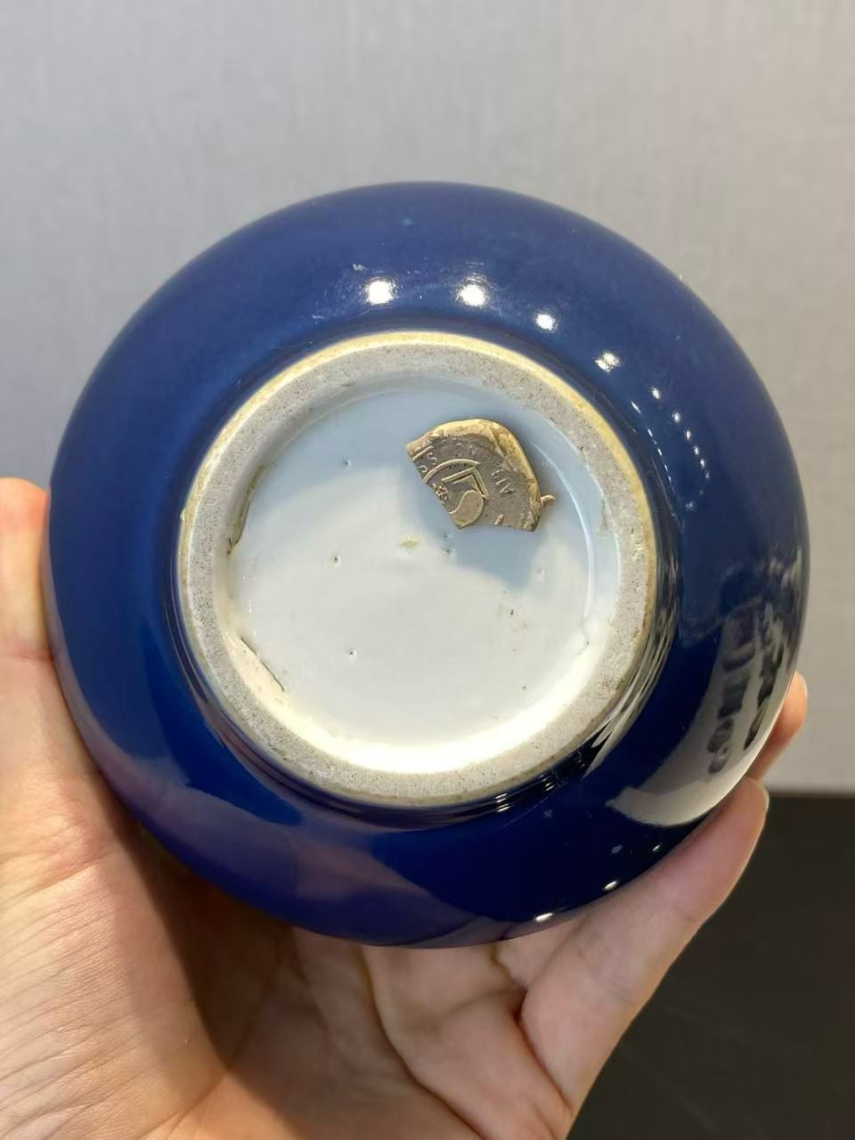 霁蓝釉五管花插