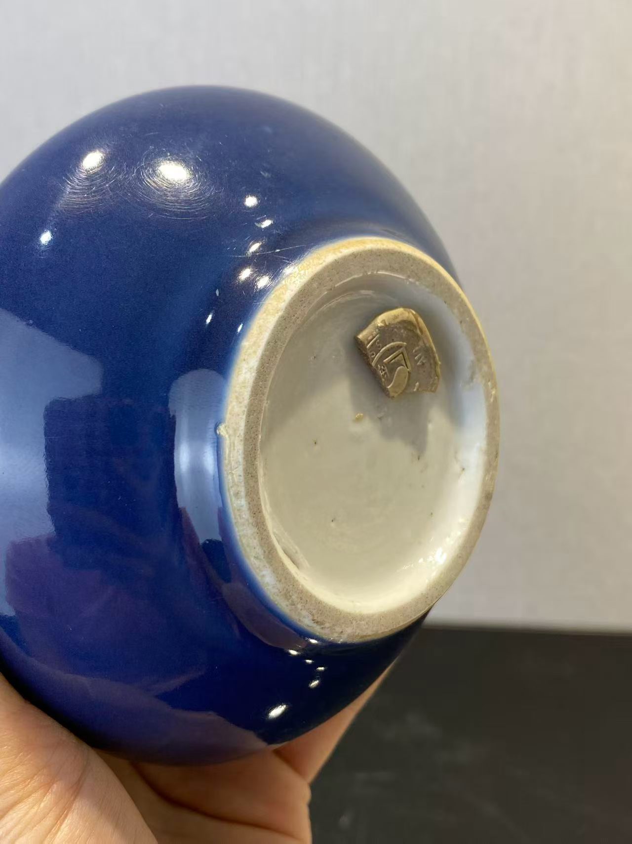 霁蓝釉五管花插