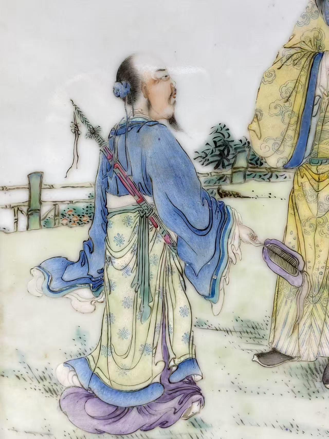 粉彩人物故事瓷板画
