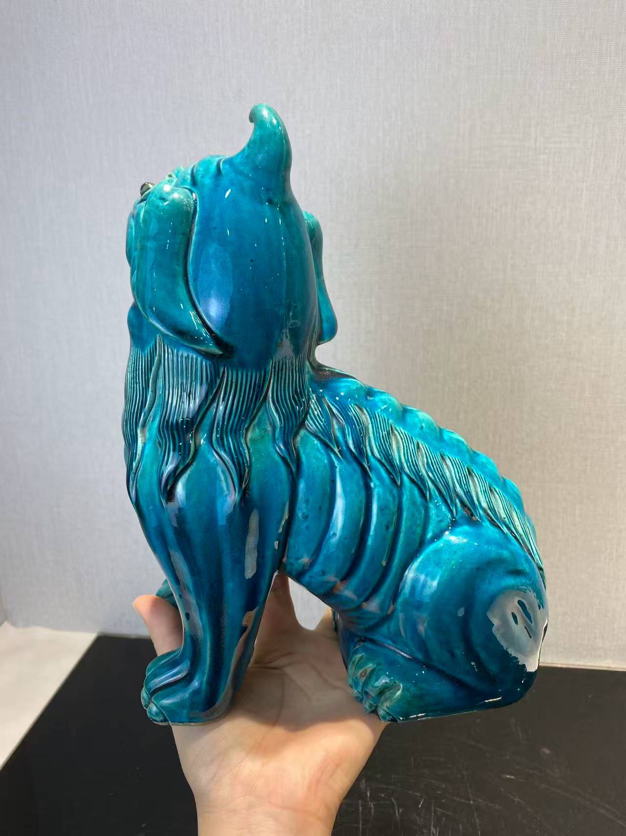 孔雀蓝釉独角兽香薰