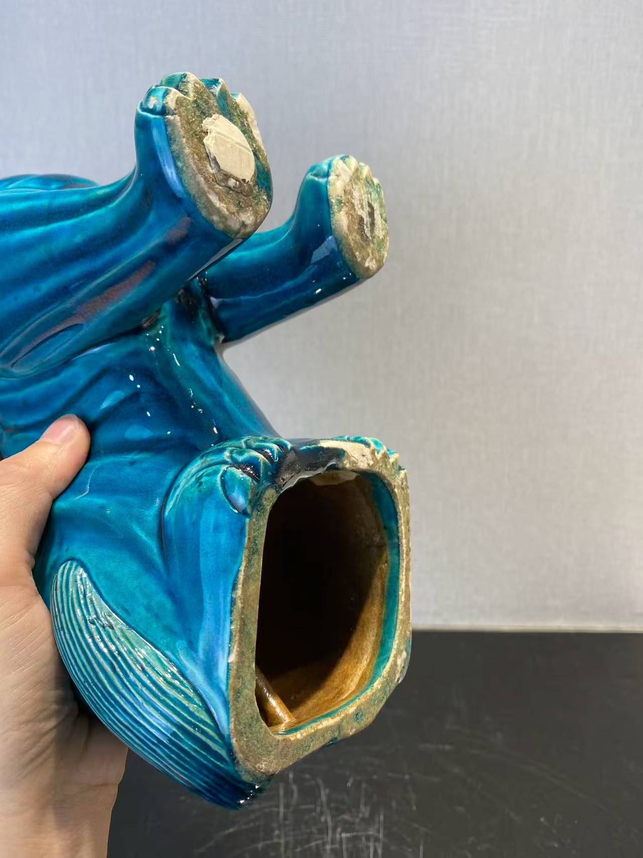 孔雀蓝釉独角兽香薰