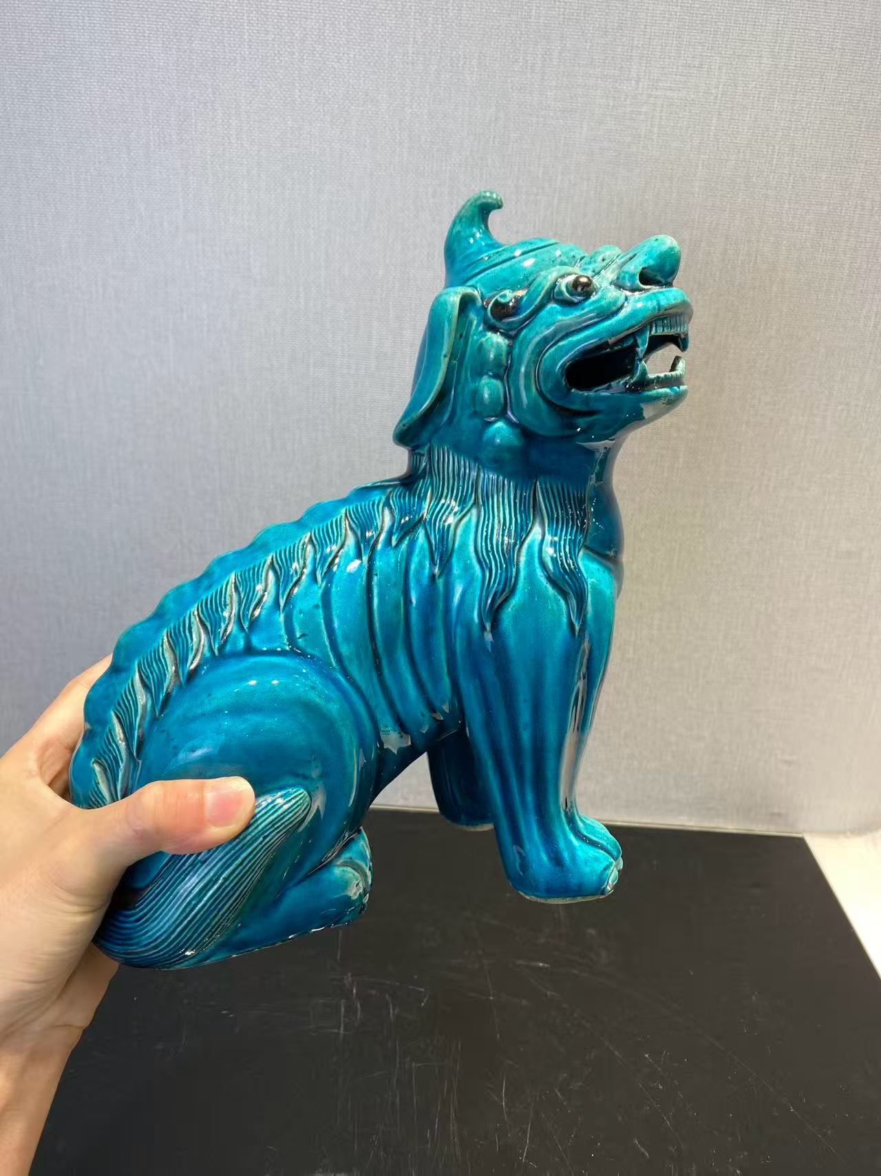 孔雀蓝釉独角兽香薰