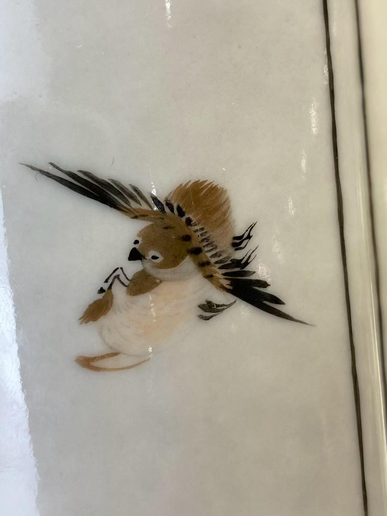 粉彩喜上眉梢书卷形笔筒