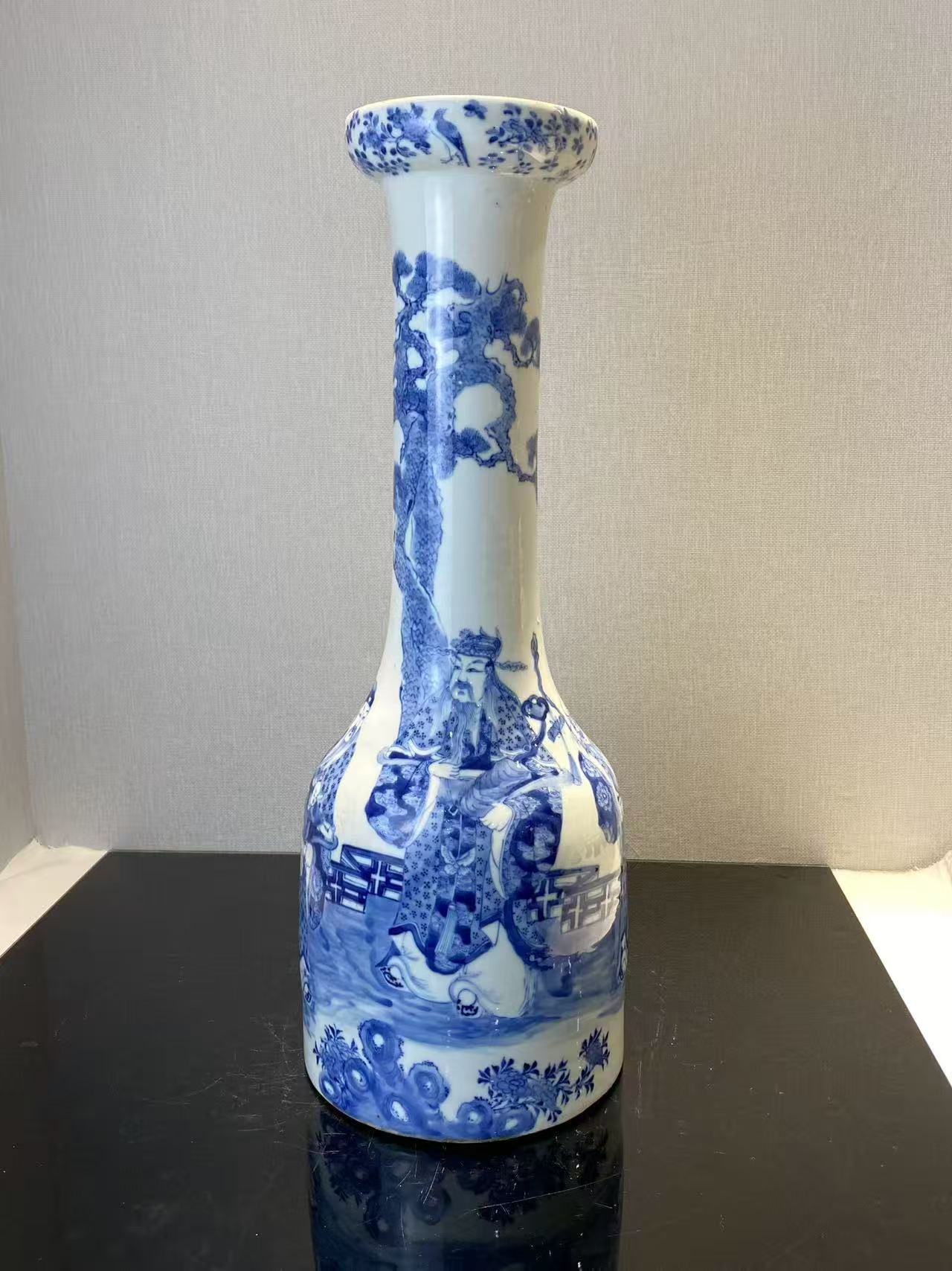 青花福禄寿和合二仙大摇铃尊