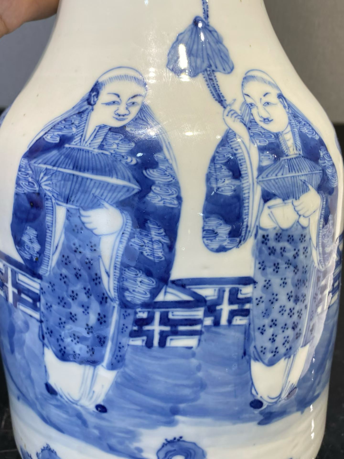 青花福禄寿和合二仙大摇铃尊