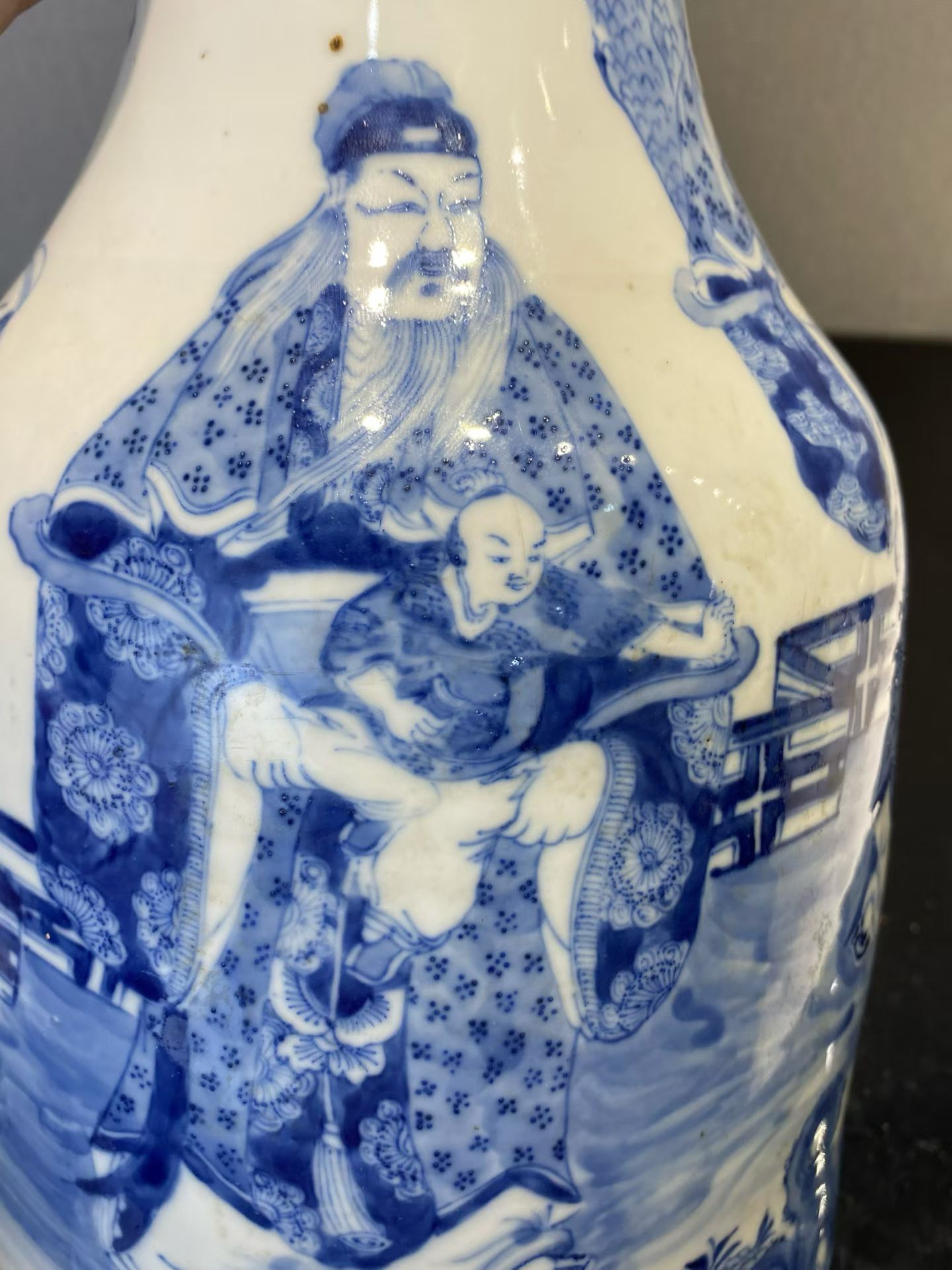 青花福禄寿和合二仙大摇铃尊