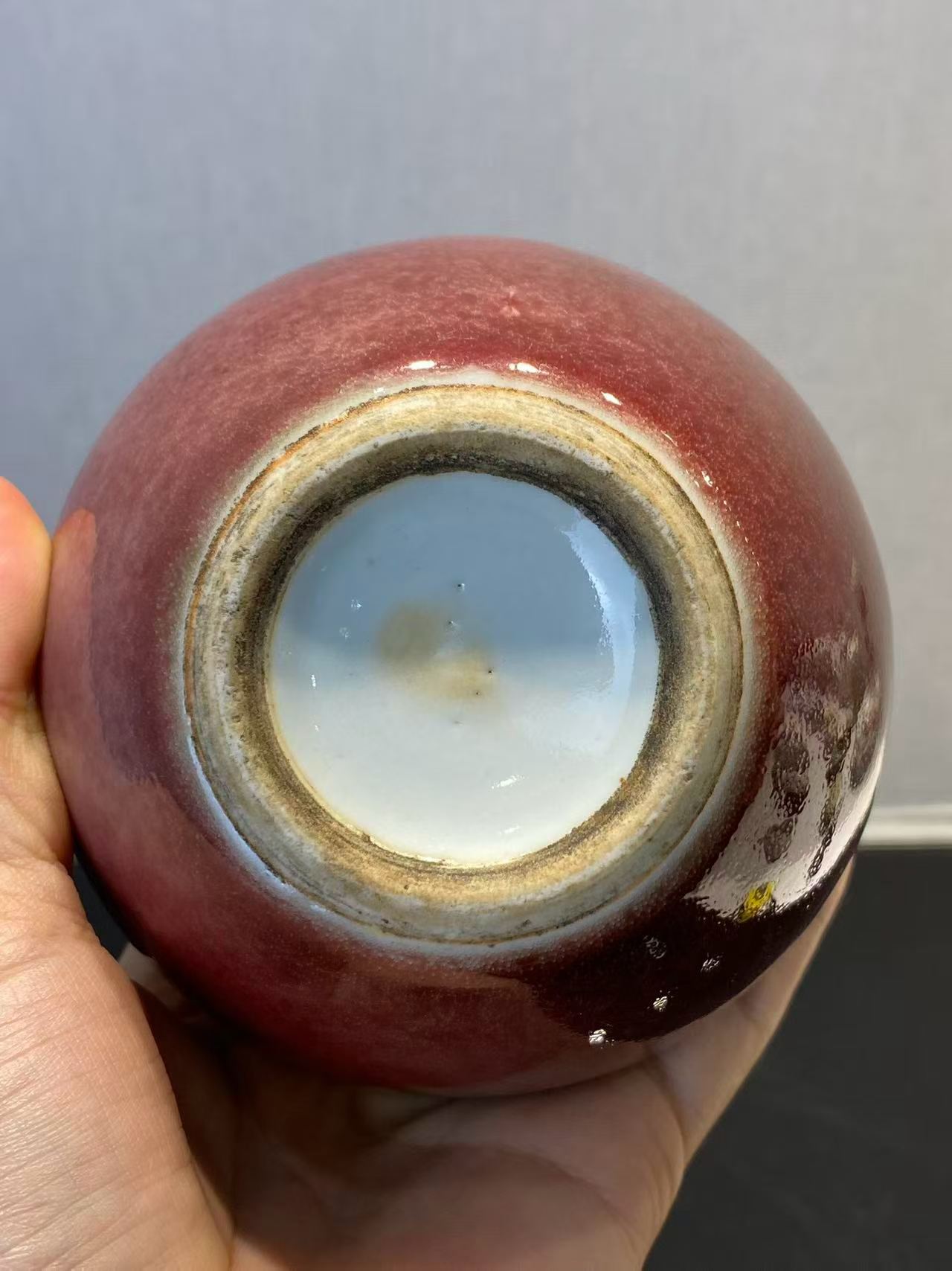 豇豆红釉苹果尊