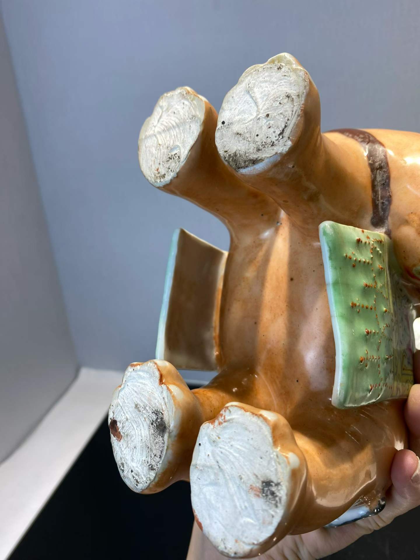 粉彩仿生瓷太平有象一对